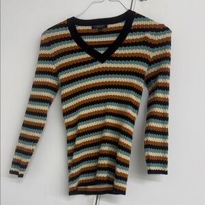 Liverpool Multicolor Striped V-Neck Sweater